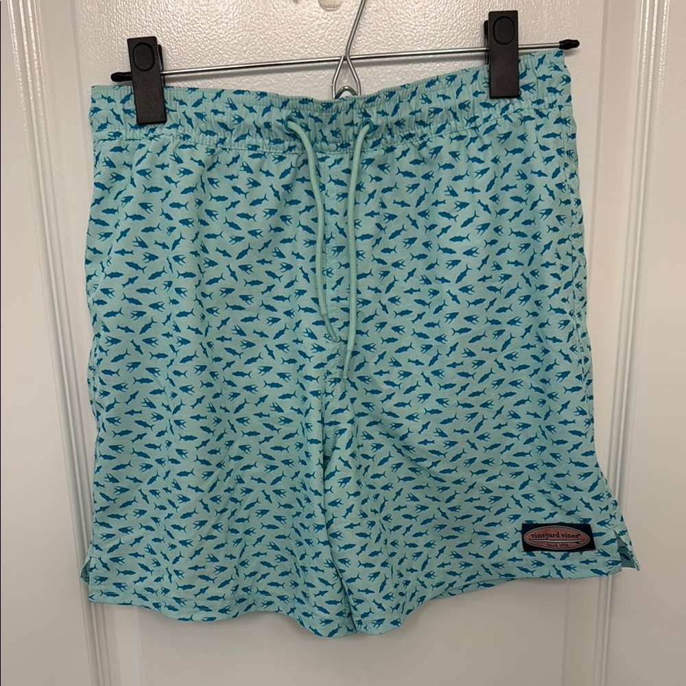 Light Blue Shark Print Swim Shorts boys